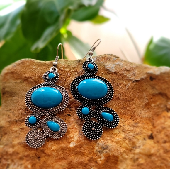 Earrings Jewelry - Gorgeous Blue and Silver Dangling Earrings Fashion Jewelry